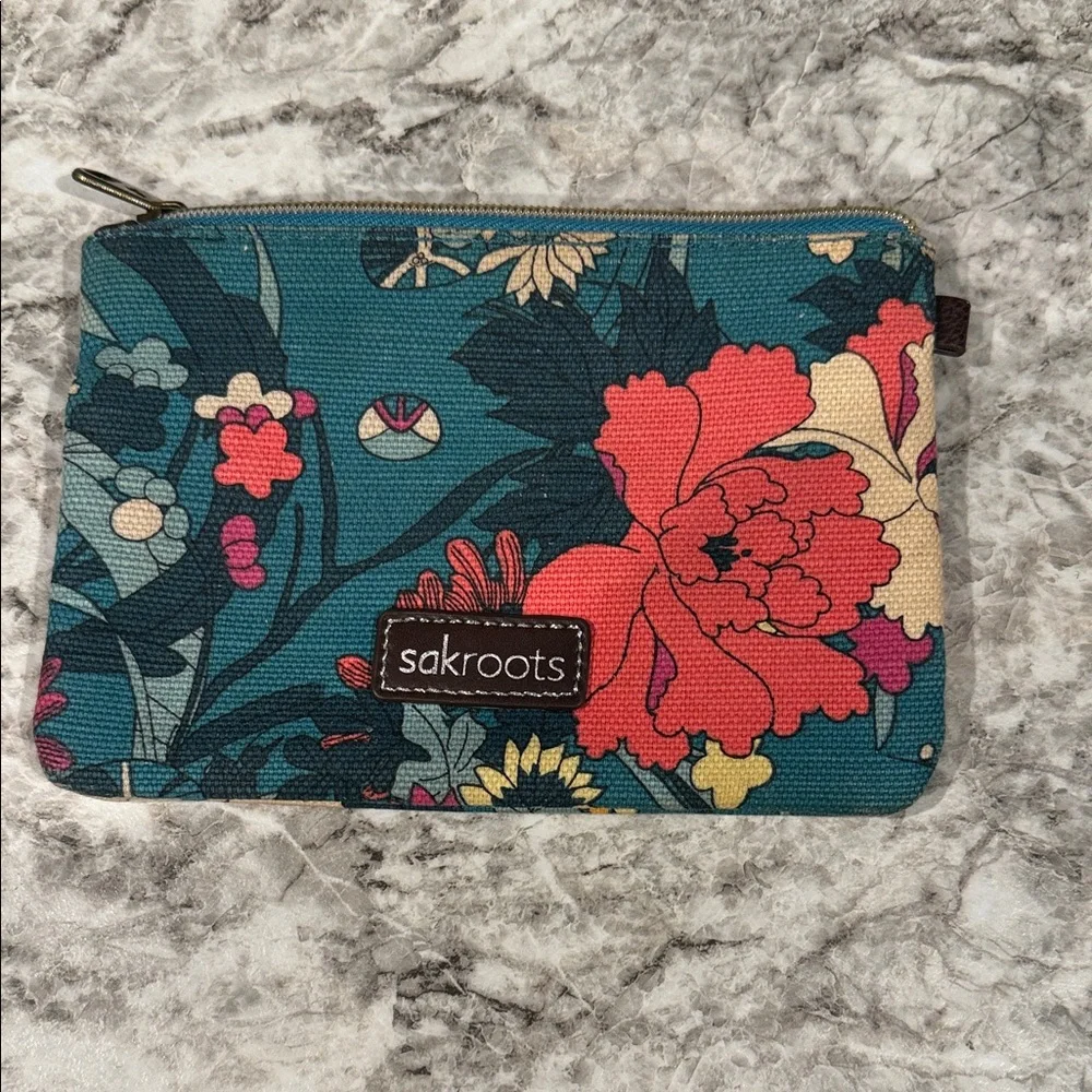 Sakroots Teal and Multicolor Floral Backpack with small pouch - Picture 9 of 10